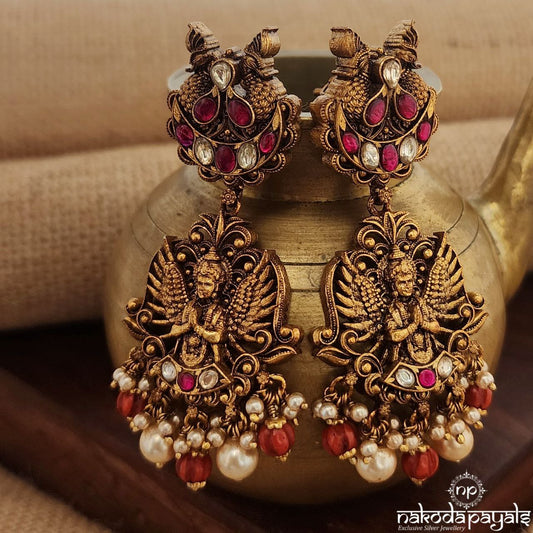 Twin Peacock Garuda Kundan Earrings (Ge9052)