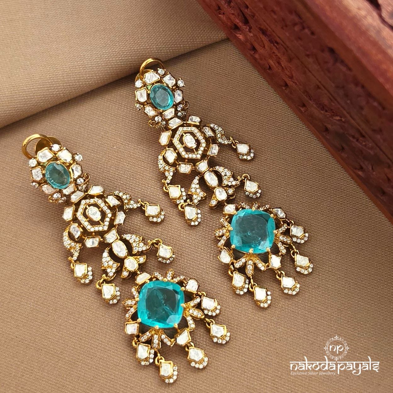 Squarish Green Earrings (Ge10488)