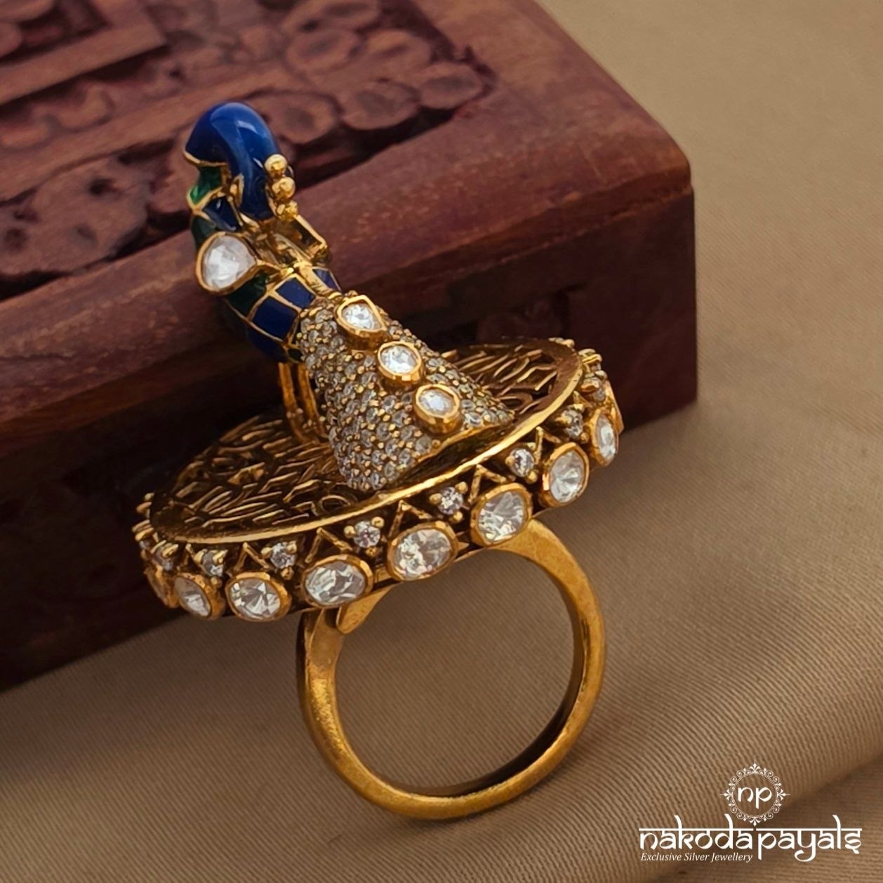 Peacock Moissanite Finger Ring (F2962)