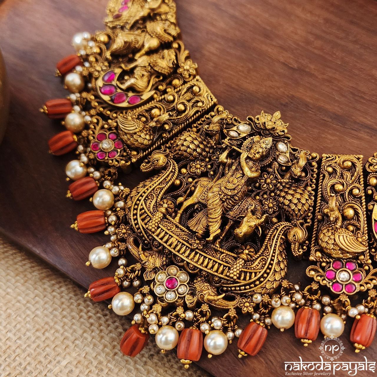 Krishna Coral Drop Neckpiece (Gn8596)