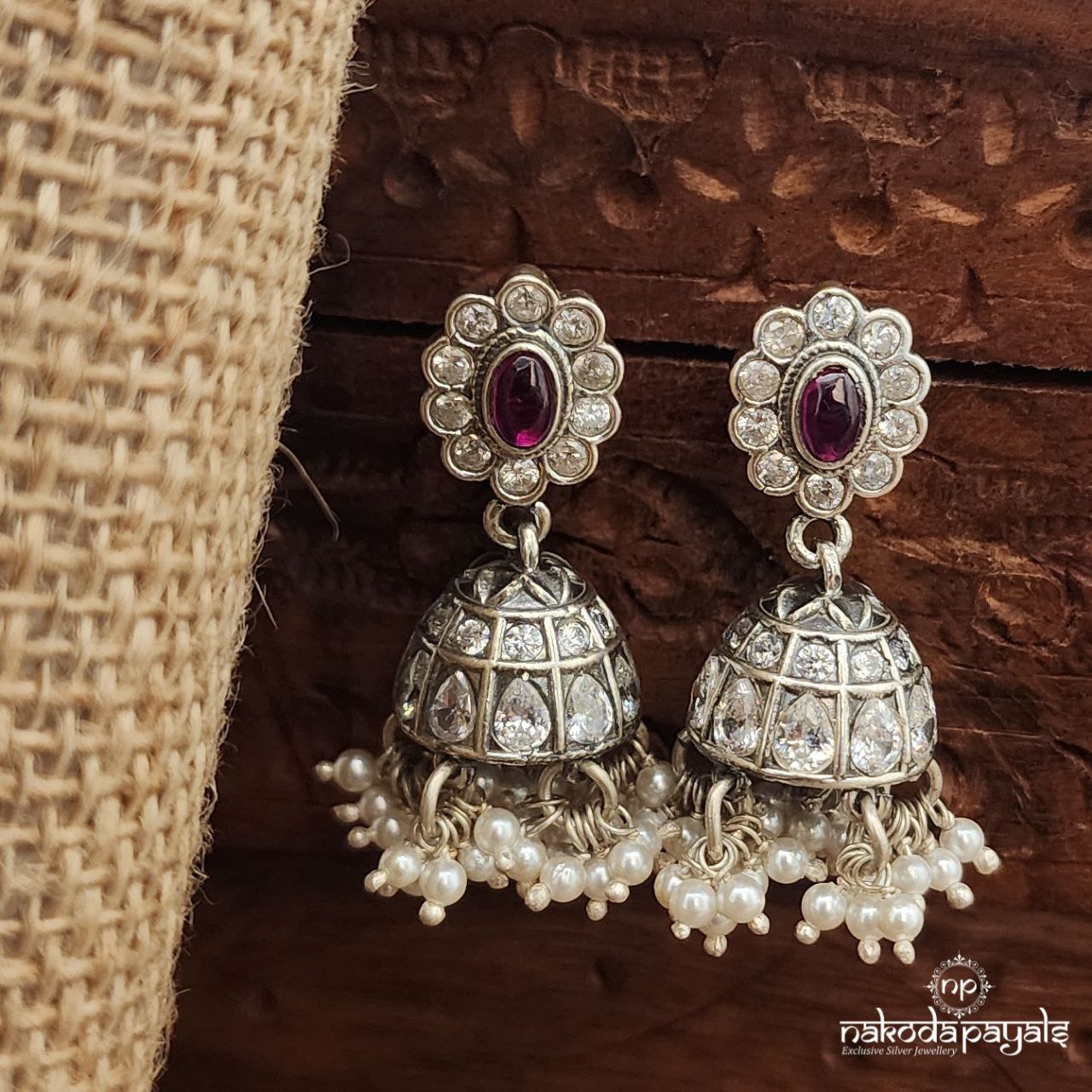 Oval Pink Jhumka (J1524)