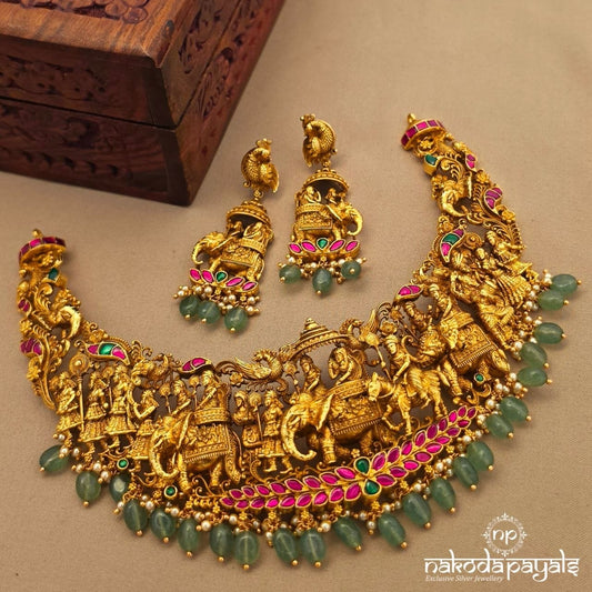 Hand Carfted Palanquin Neckpiece With Earrings (Gn10715)