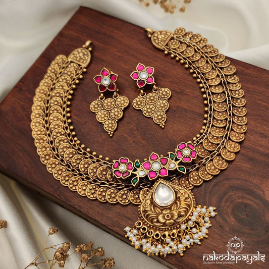 Double Layer Coin Neckpiece with Earrings (Gn8678)