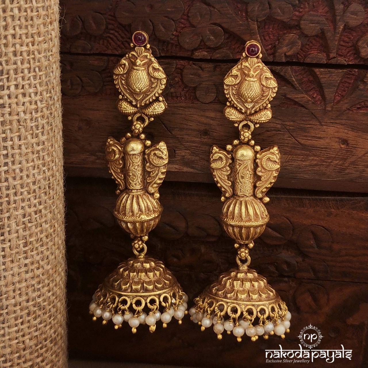 Twin Peacock Jhumka (Ge10253)