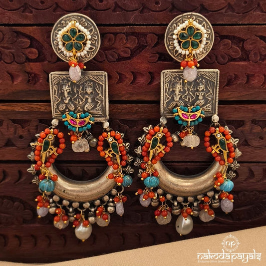 Resplendent Coral Drop  Chandbali (C4142)