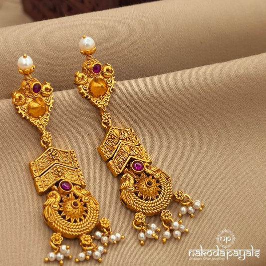 Twin Peacock Pearl Chandbali (Ge10819)