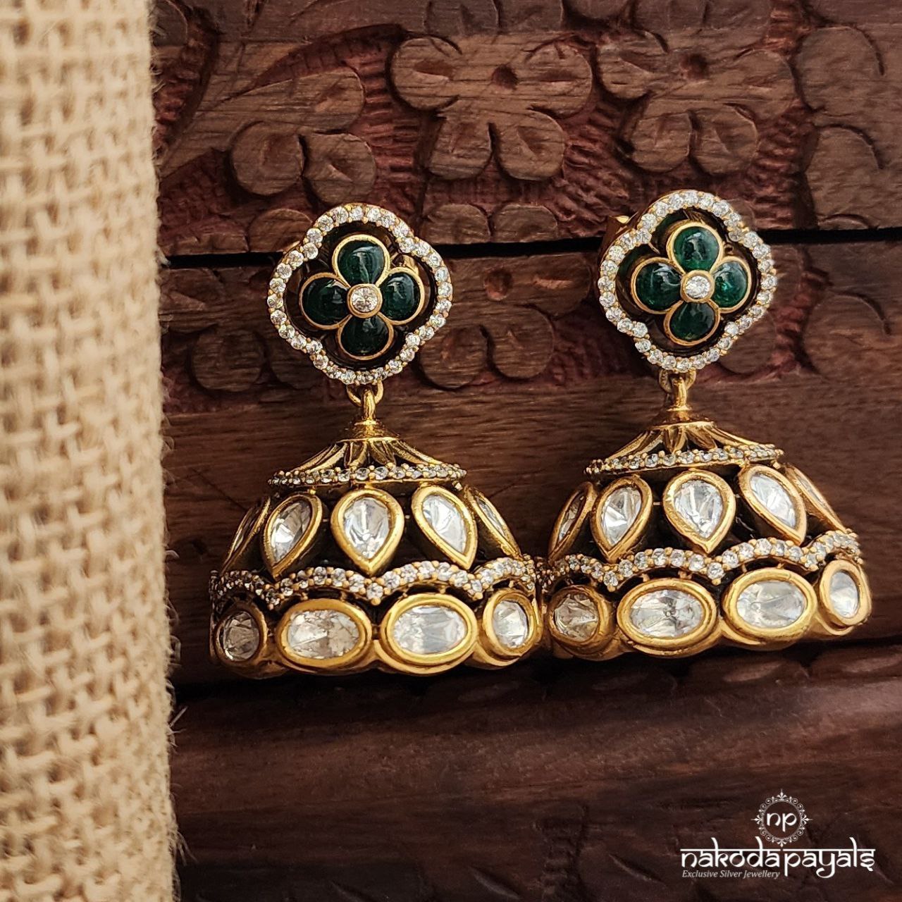 Green CZ Jhumka (Ge9936)