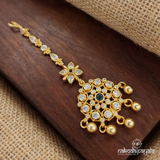 White Ball Drop Maang Tika (Gm1017)