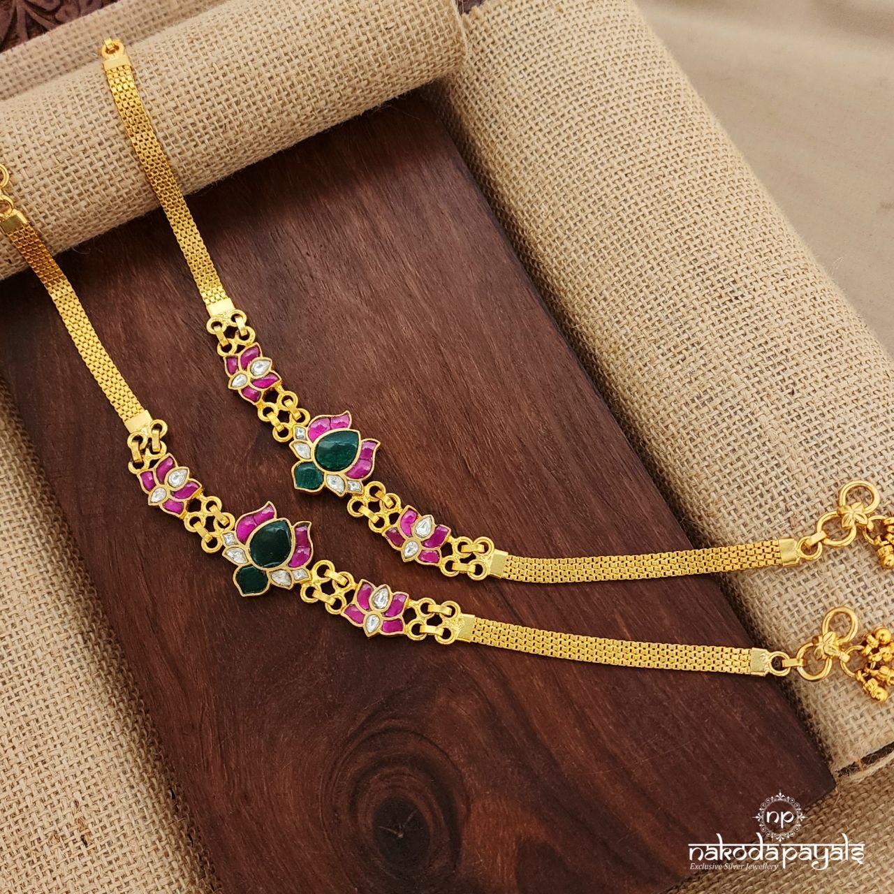 Lotus Kundan Anklets(A6278)