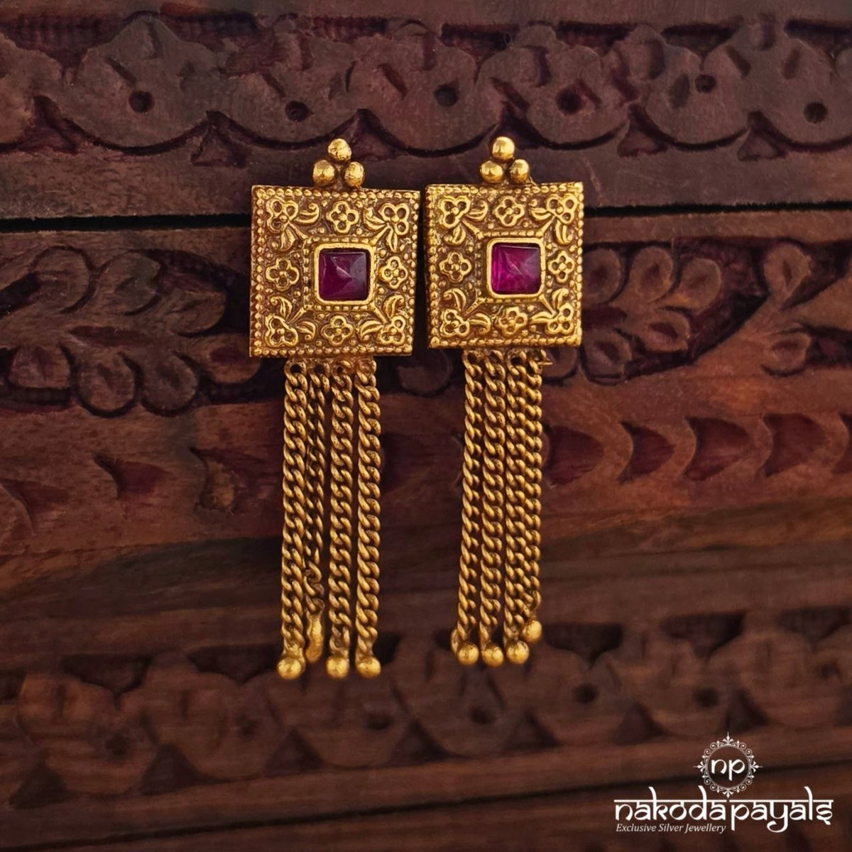 Squares Pink Chandbali (Ge11391)