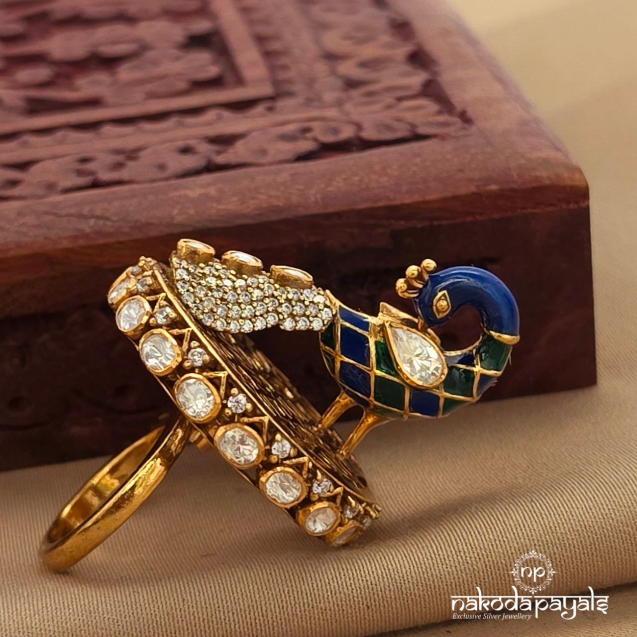Peacock Moissanite Finger Ring (F2962)