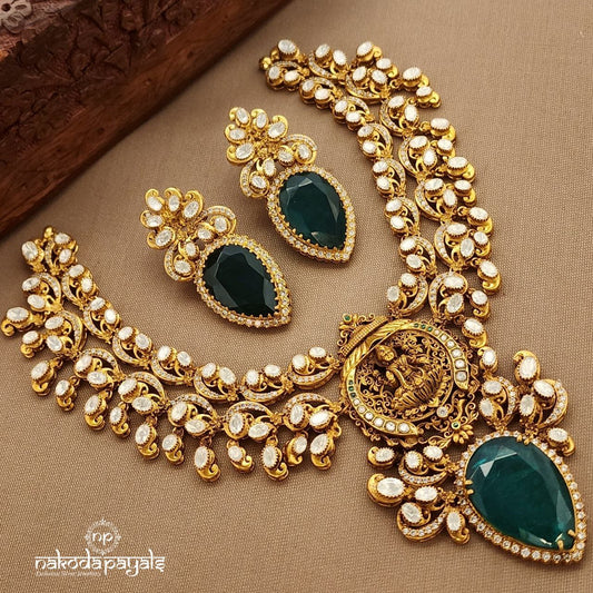 Emerald Green Moissanite Neckpiece Set (Gn9689)