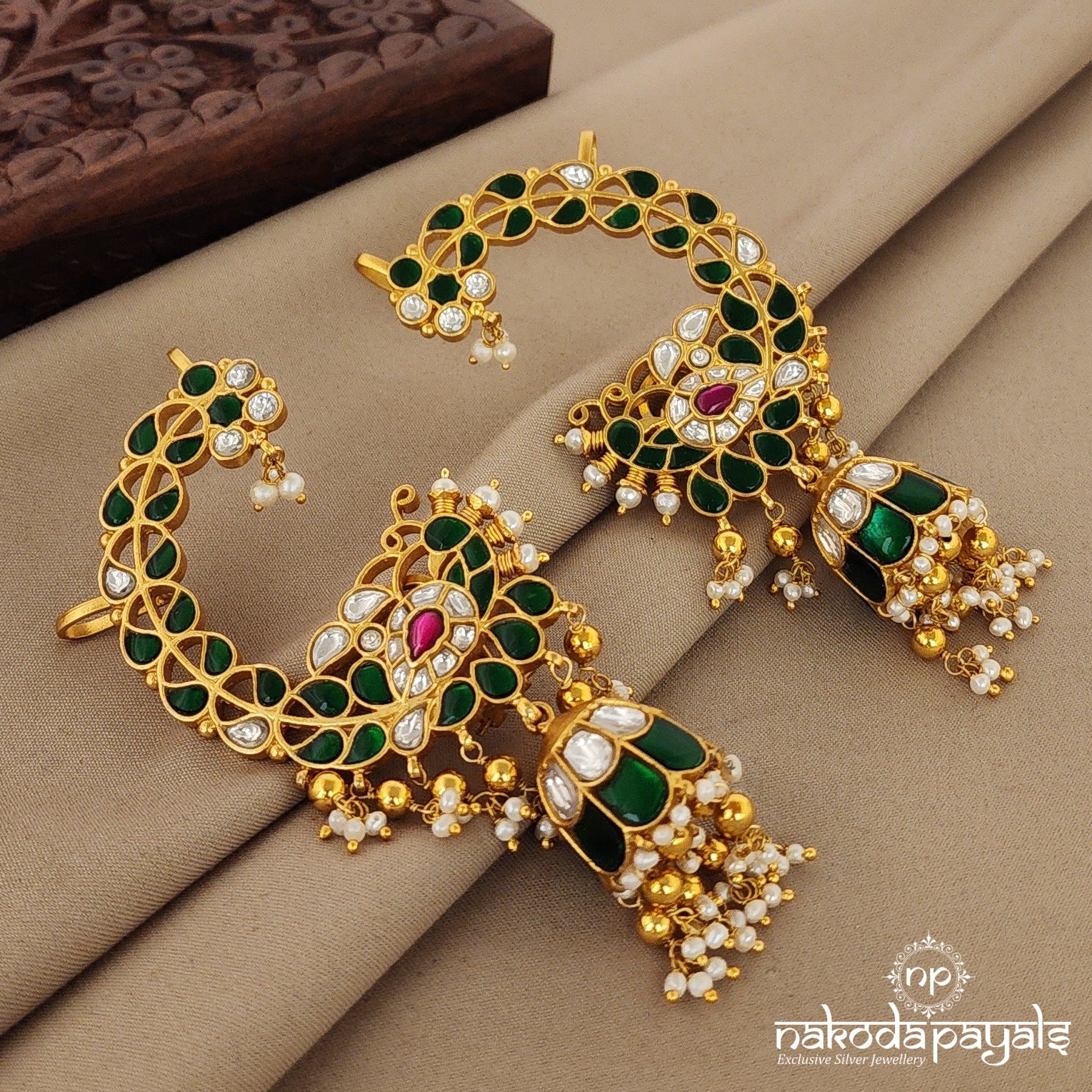 Grand earcuff jhumki green (ge7722)