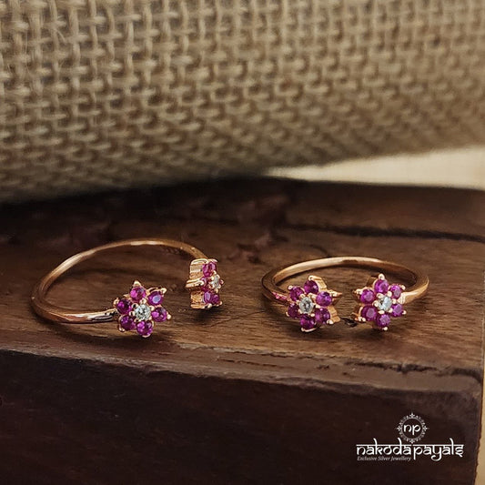 Pink Flower Adjustable Toerings (T4475)
