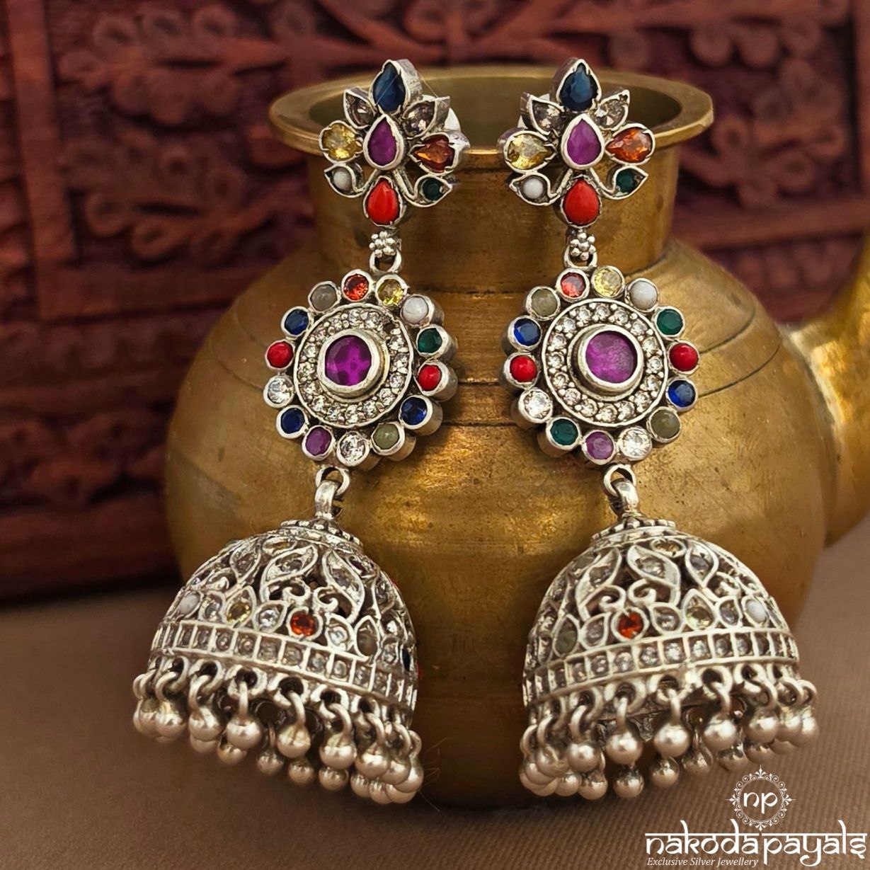 Navaratna Ball Drop Jhumka (J1578)