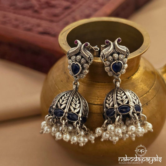 Blue Pearled Drop Jhumka (J1661)