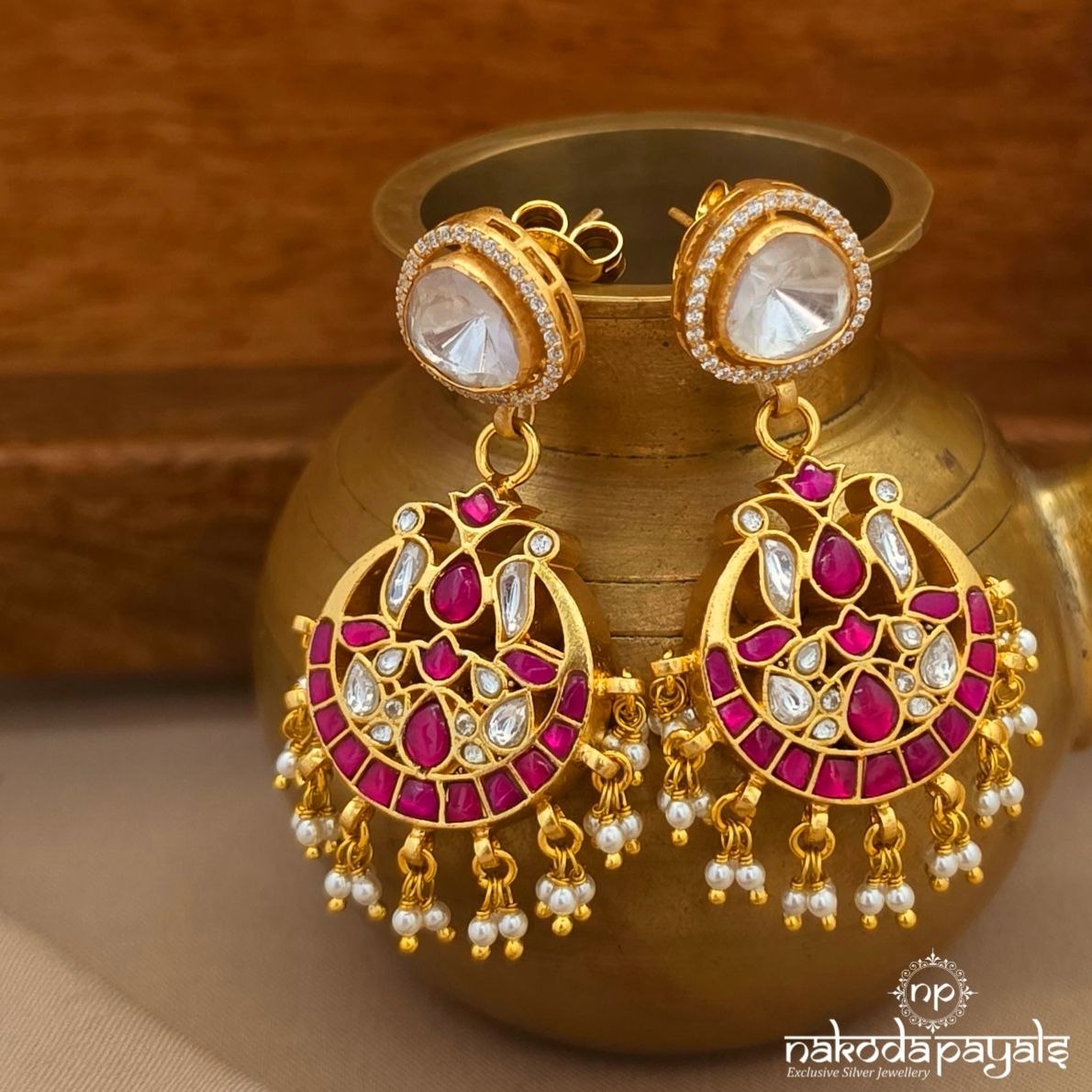 Reversible Kundan Chandbali (Ge10870)