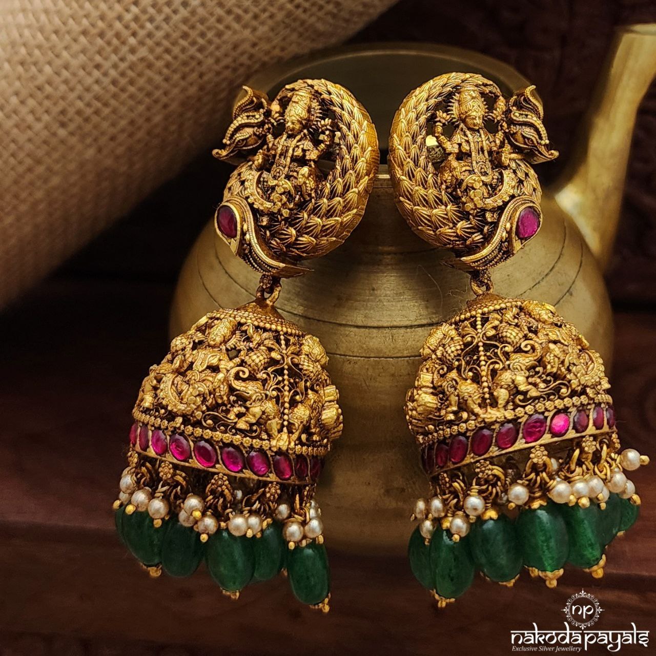 Peacock Lakshmi Jhumka (Ge8982)
