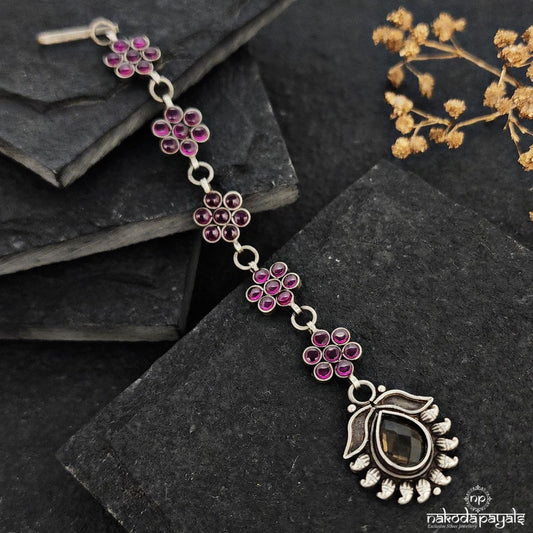 Elegant Pink Flower Maang Tikka (M0384)