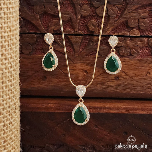 Green Rose Gold  Pendant Set (St3689)