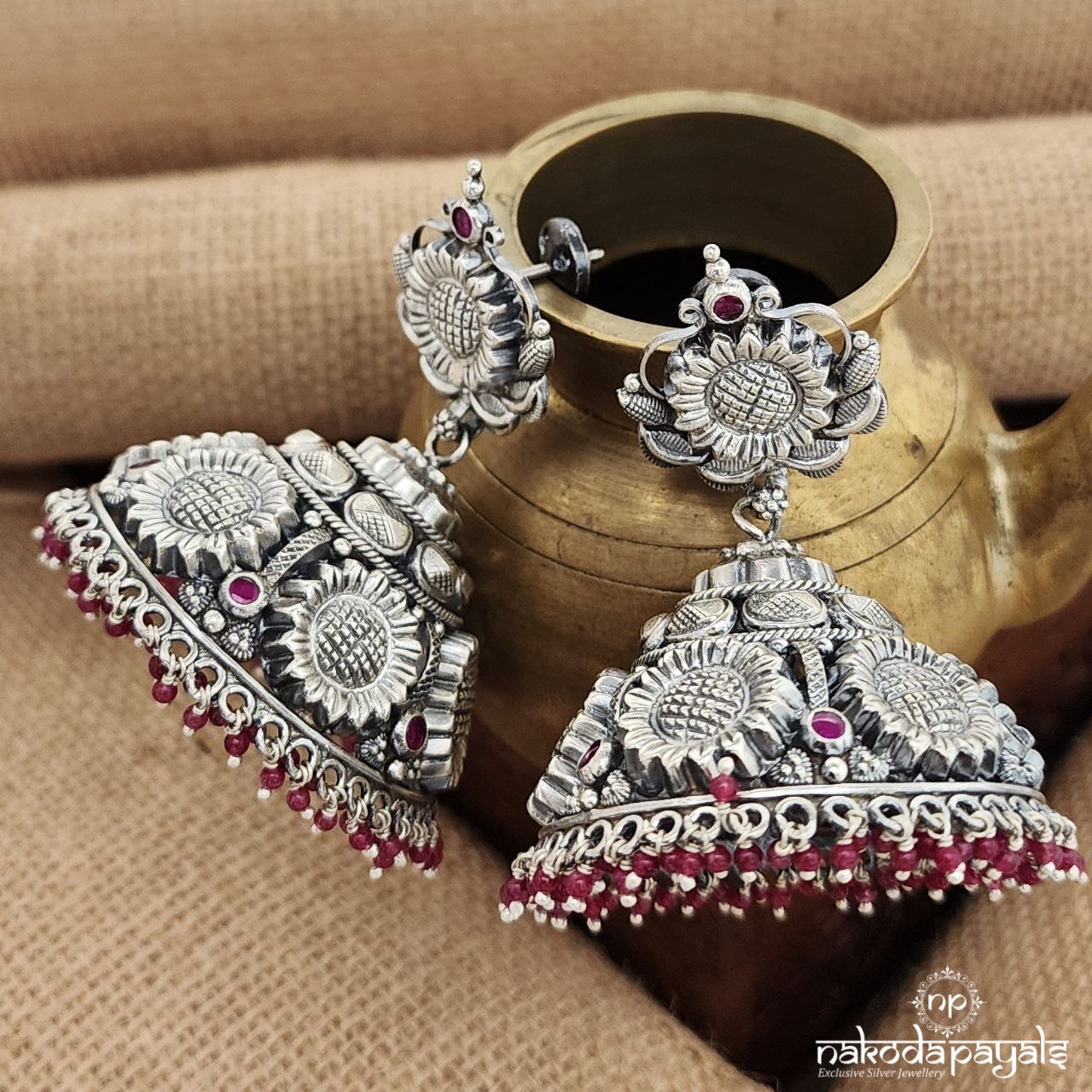 Oxidised Sunflower Jhumka(J1257)