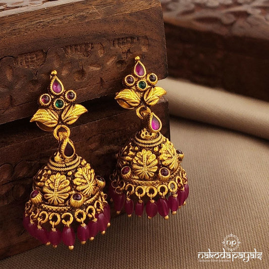 Pink Drop Jhumka (Ge10293)