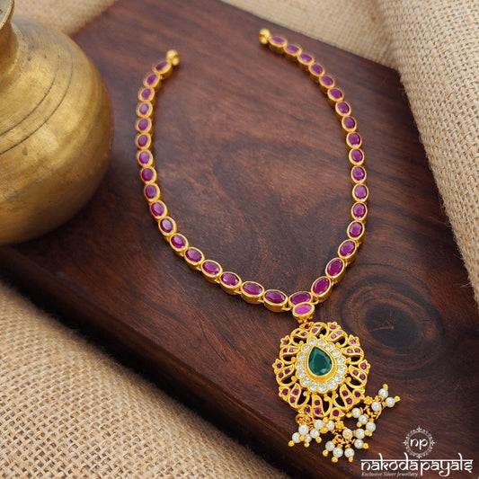 Green Drop Pink Neckpiece (Gn8912)