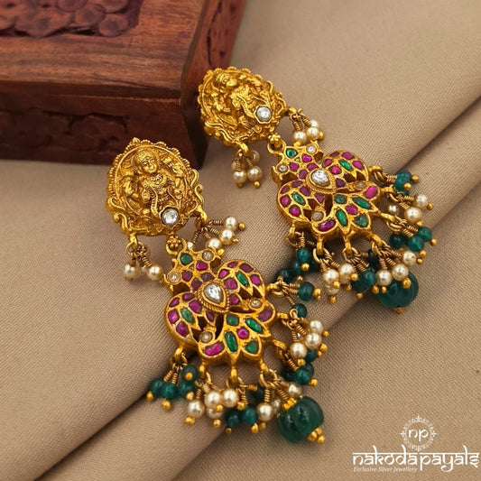 Lakshmi With Gandaberunda Green Pearl  Chanbali (Ge10923)