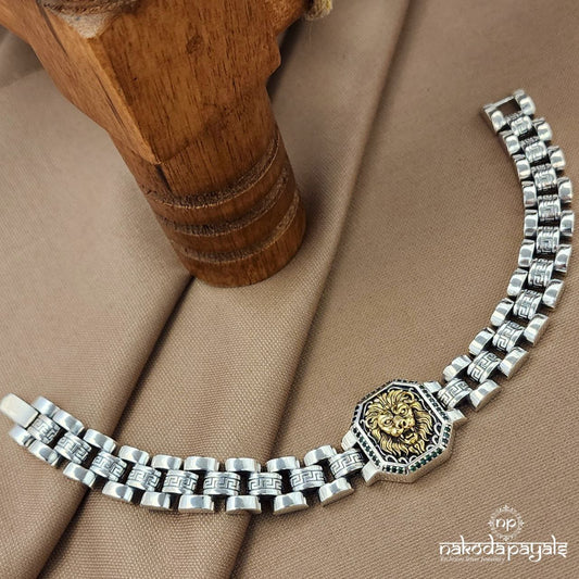 Dual Tone Lion  Men's Bracelet (Mc1073)