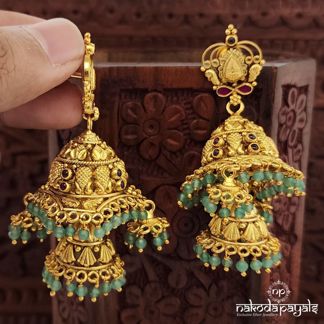Kemp Drops 2 layered Jhumka (Ge9865)