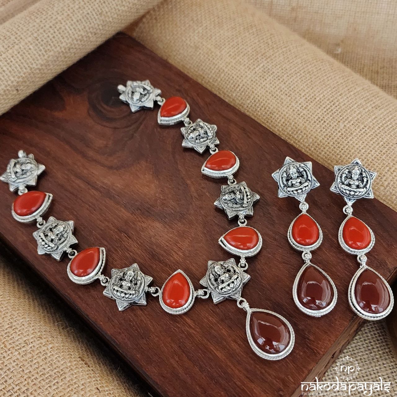 Star Lakshmi Coral Neckpiece With Earrings (N10321)