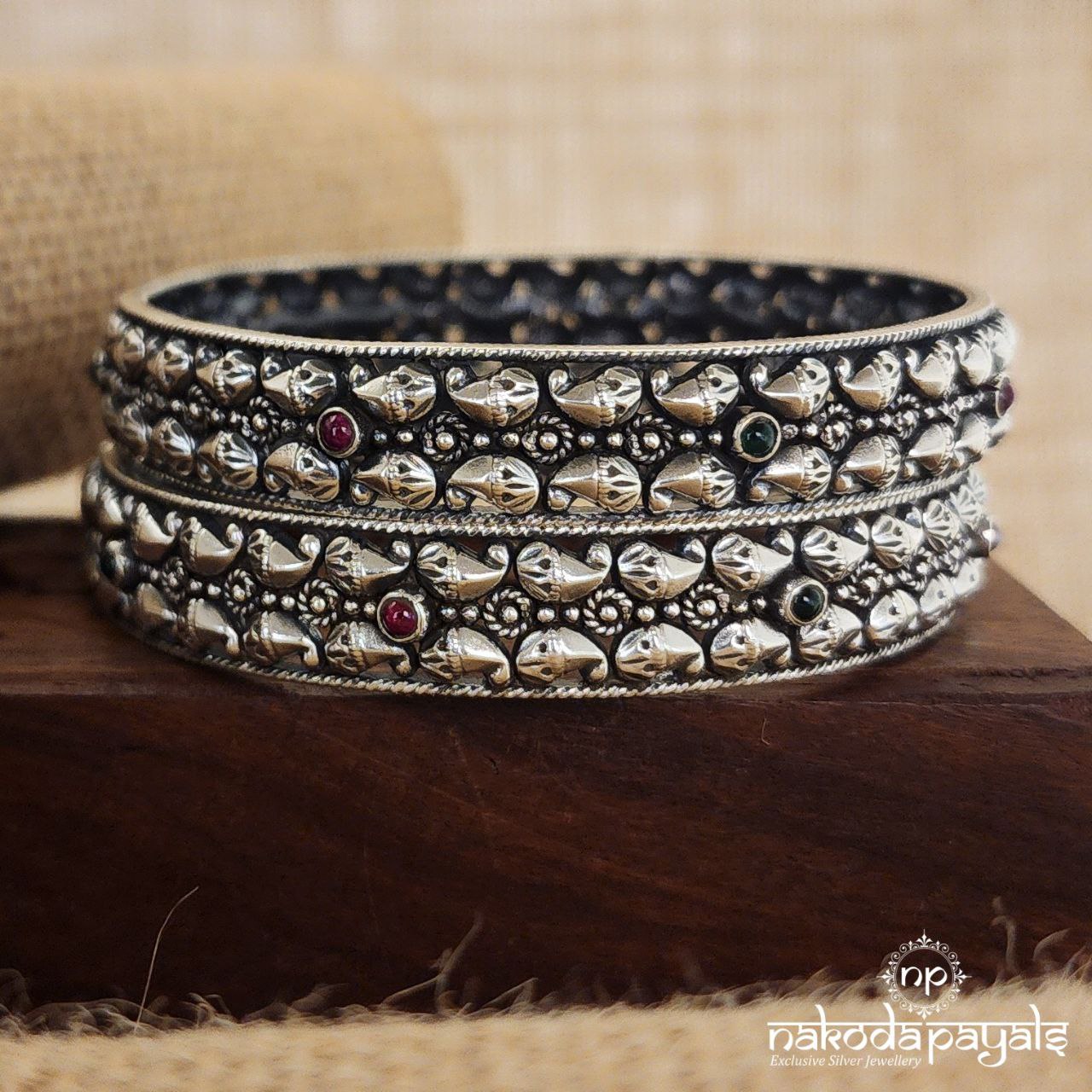 Pink & Green Mango Bangles (K5015)