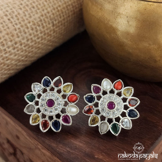 Flower Navaratna Studs (S3457)