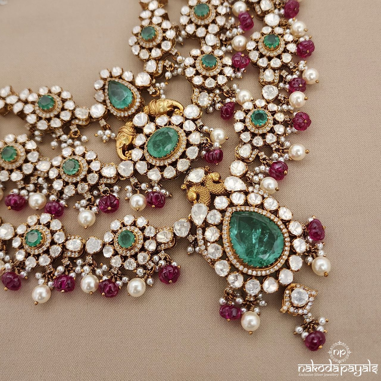 Grand Moissanite Neckpiece With Earrings (Gn9028)