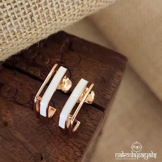 Squarish White Earrings (St3258)