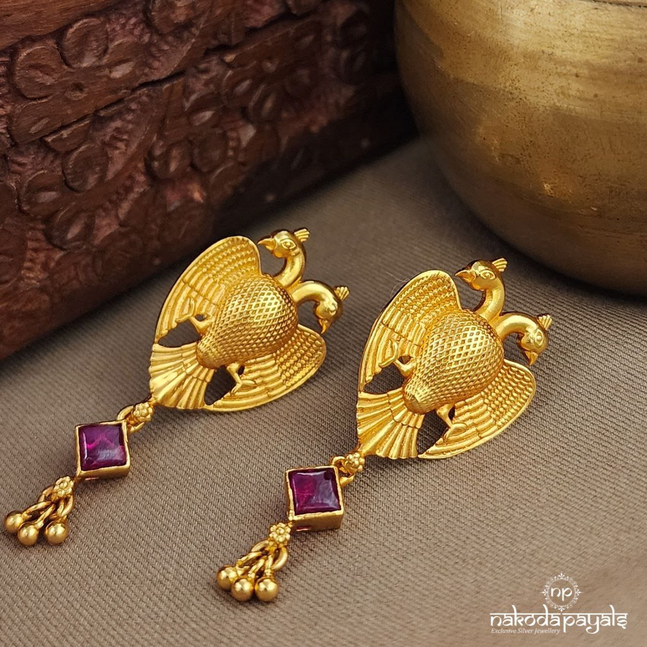 Pink Gandaberunda Earrings (Ge9993)