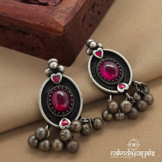 Oval Pink  Earrings (C3976)