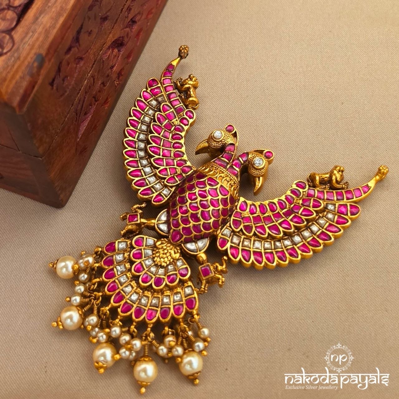 Reversible Gandaberunda Kundan Pendant (Gp2533)