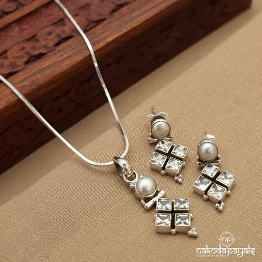 Gorgeous Pearl Dot Pendant Set (N11860)