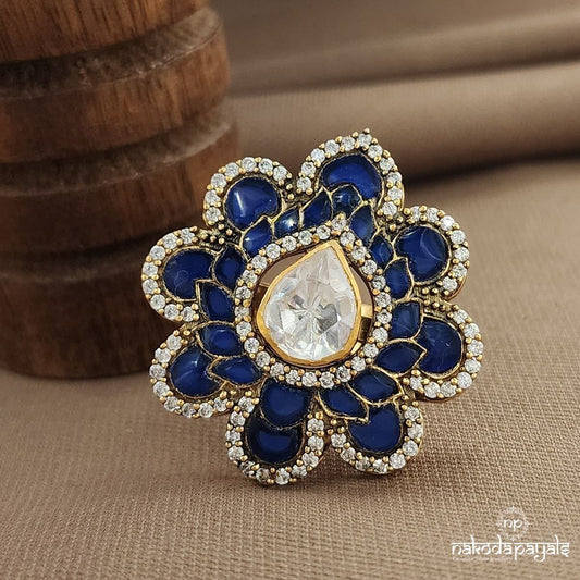 Blue Moissanite Finger Ring (F2899)