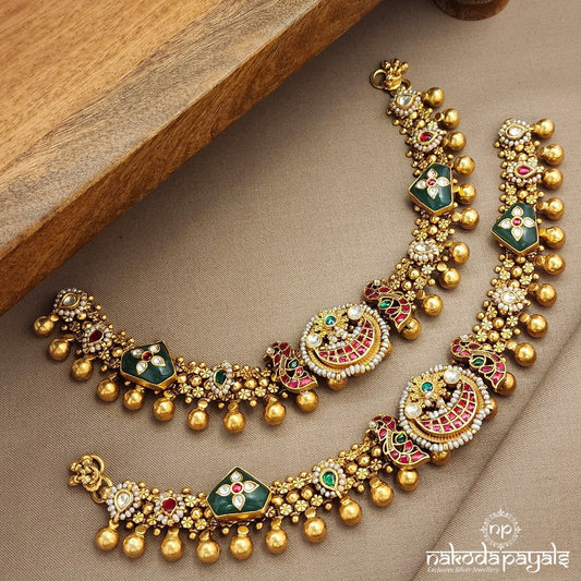 Kundan Gold Aura Anklets (A6659)