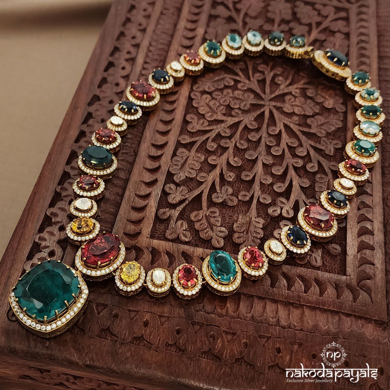 Glorious Colorful Moissanite Neckpiece (Gn9176)