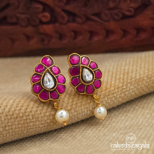 Pink mango pearl Drop Studs (Ge11069)