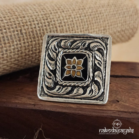 Squarish Enamel Finger Ring (F2523)