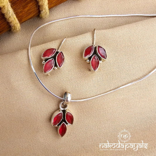 White Leafy Pendant Set (N11509)