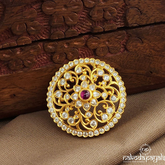 Circular Pink Brooch (St3734a)
