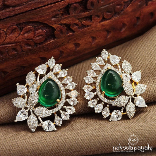 Green Oval CZ Studs (Ge10417)