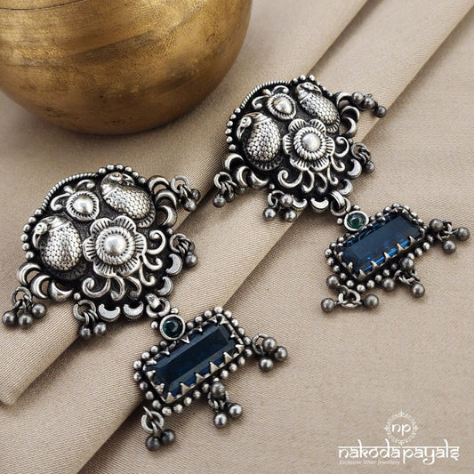 Twin Peacock Blue Earrings (C3316)