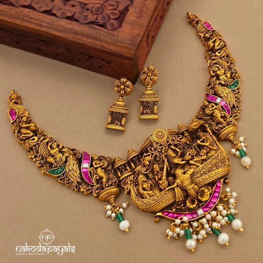 Divine Pearl Neckpiece With Earrings (Gn10602)