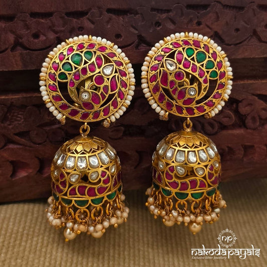 Peacock pearl Kundan Jhumka (Ge11044)